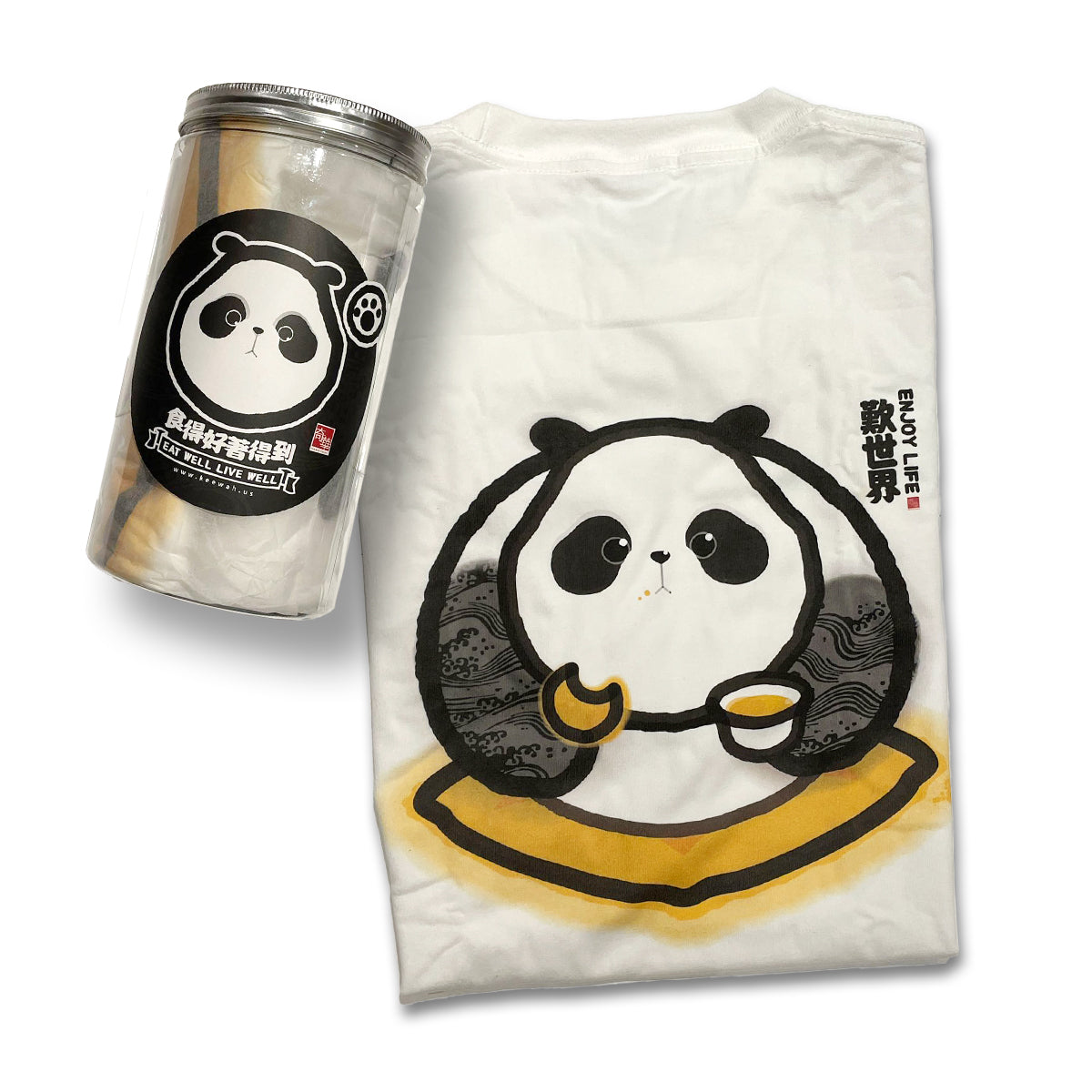 [NEW exclusive] Panda Cotton T-Shirt – “Enjoy Life” (White)