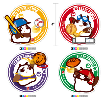 Kee Wah LA Exclusive Stickers Collection – Panda Sports Team (set of 4) 奇華（羅省）獨家貼紙組 – 熊貓隊（4張）